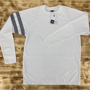 MEN'S WHITE UV50 L/S BEACH SWIM TOP Sz M